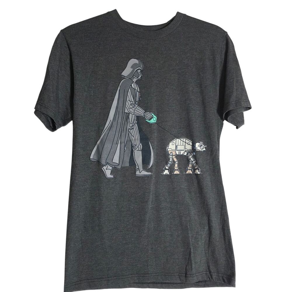 Star Wars Darth Vader AT AT Walker Graphic T Shirt Mens Small Gray Funny May 4th